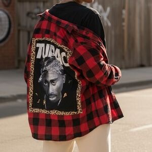 Upcycled Tupac Flannel – Old Navy Size Large